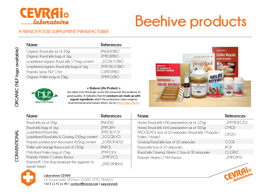 Brochure - Beehive Products - Laboratoire CEVRAI - EN