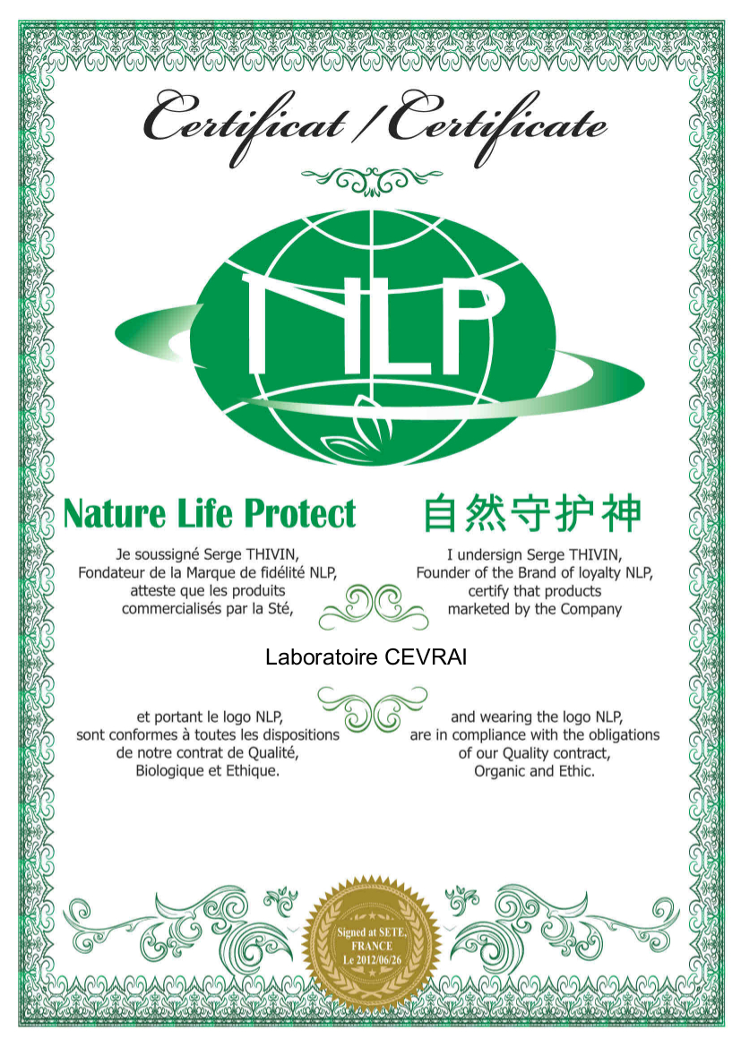 Certificat NLP Nature Life Protect - Laboratoire CEVRAI