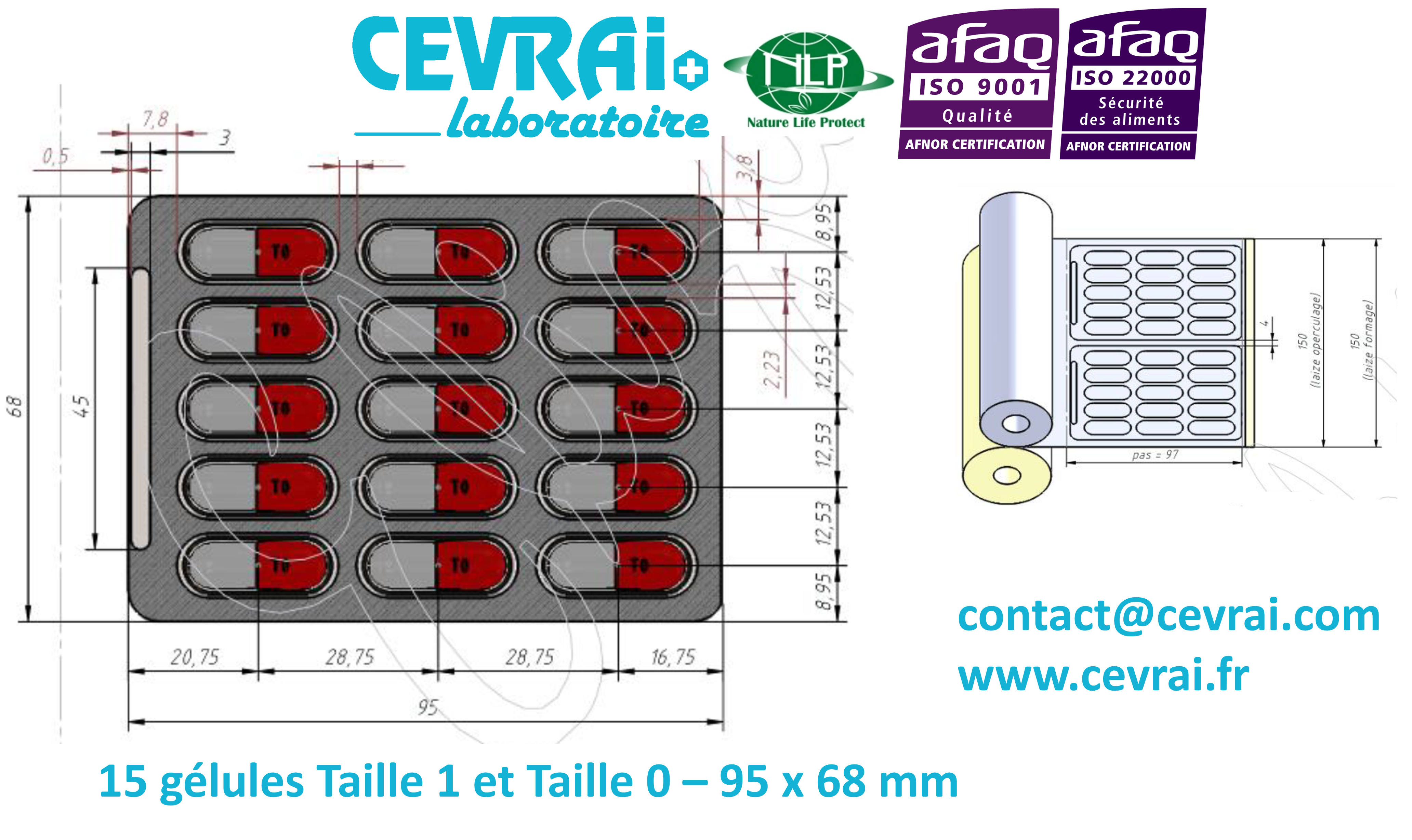 Laboratoire CEVRAI - blister 15 gélules comprimés T1 et T0
