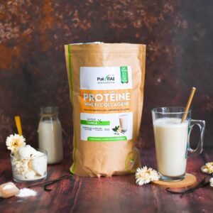 doypack proteine whey collagene vanilla brand pur vitae